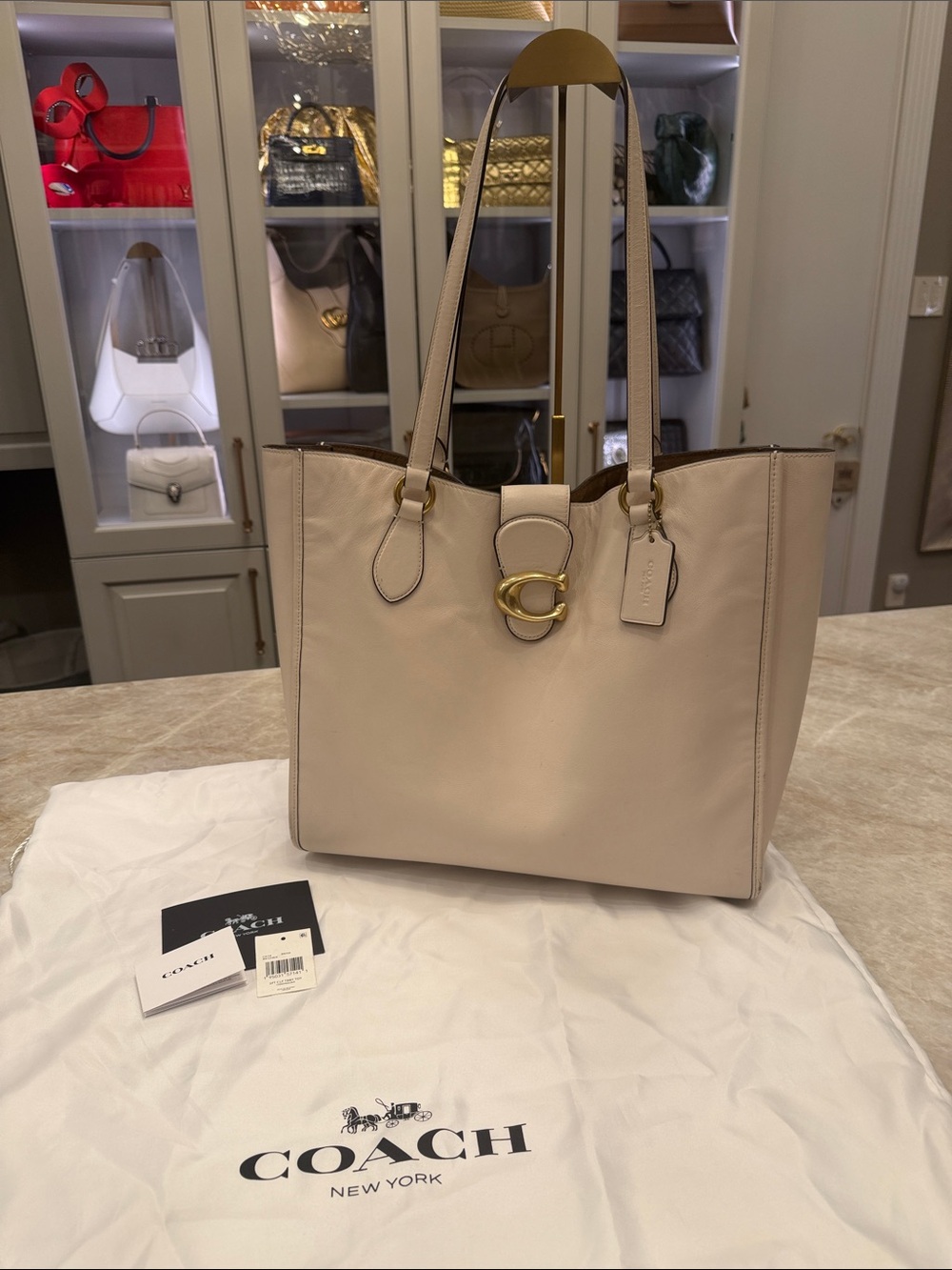 Coach Cleo Soft Calf Tote Bag in Chalk color